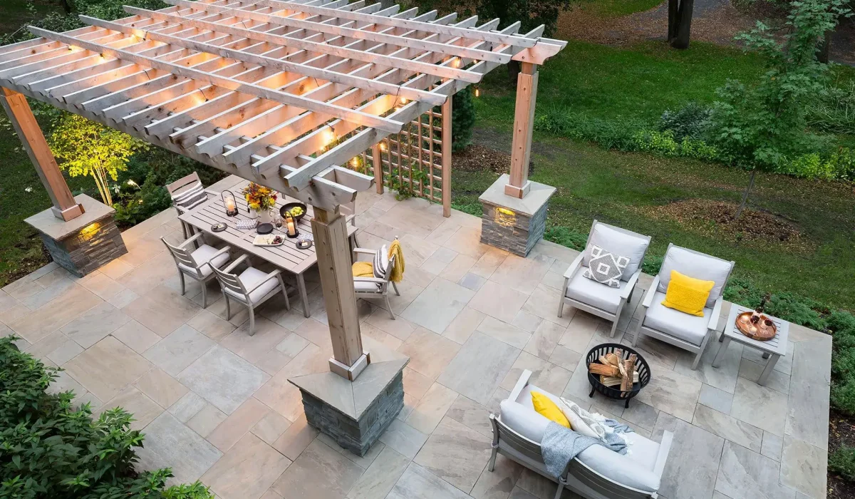 Beautiful Backyard landscaping, Pergola, Patio and Paver.